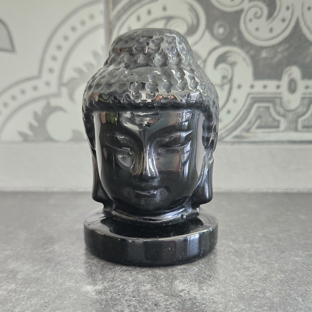 Black Obsidian Buddha Head